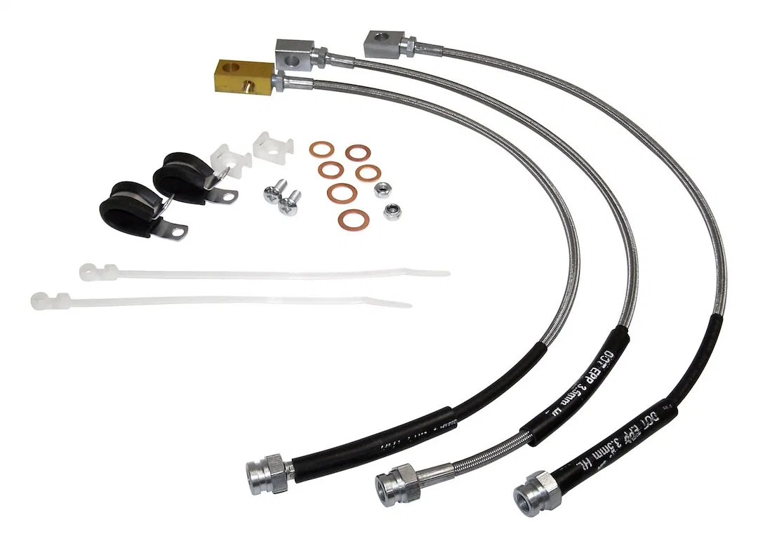 RT31016 – CROWN AUTO Brake Line, Rubber Use With Up To 4 Inch Lift Pair With Mounting Brackets/ Junctions Blocks/ Was...